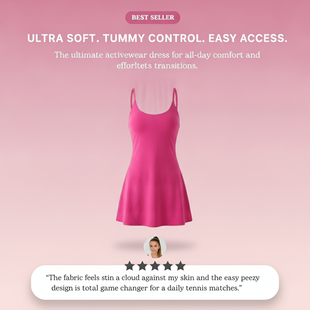 Sculptelle™ Tummy-Control Active Dress With Built-In Shorts